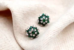 Pamono White Gold Shower-Shaped Earrings with Brilliant-Cut Diamonds, Set of 2> Earrings