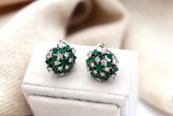 Pamono White Gold Shower-Shaped Earrings with Brilliant-Cut Diamonds, Set of 2><noscript><img width=