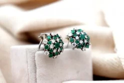 Pamono White Gold Shower-Shaped Earrings with Brilliant-Cut Diamonds, Set of 2><noscript><img width=