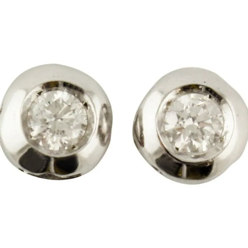 Pamono White Gold Stud Earrings with White Diamonds, Set of 2> Earrings