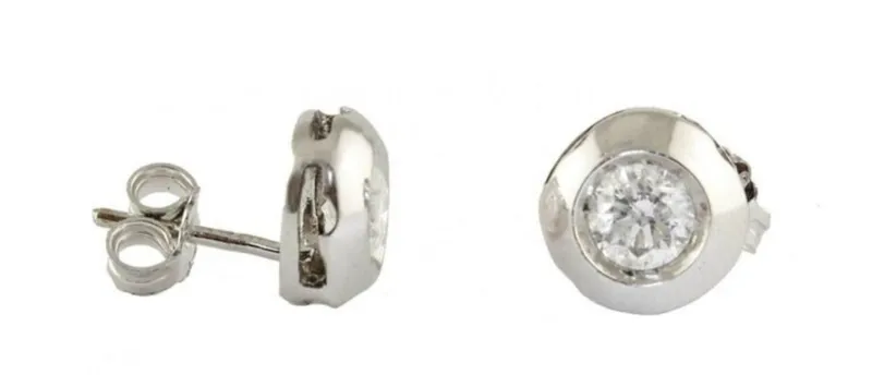 Pamono White Gold Stud Earrings with White Diamonds, Set of 2> Earrings