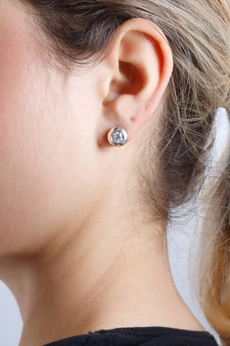 Pamono White Gold Stud Earrings with White Diamonds, Set of 2> Earrings