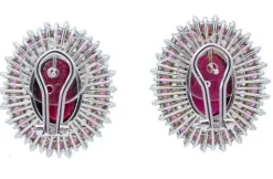 Pamono White Gold Stud Earrings with Garnets, Tourmaline and Diamonds, Set of 2><noscript><img width=