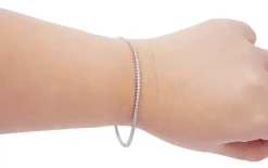 Pamono White Gold Tennis Bracelet with Diamonds><noscript><img width=