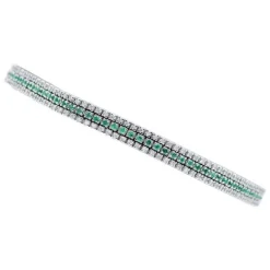 Pamono White Gold Tennis Bracelet with Emeralds and Diamonds> Bracelets