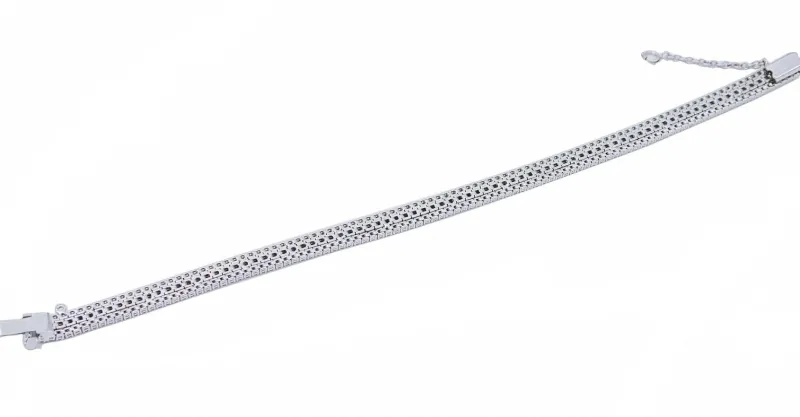 Pamono White Gold Tennis Bracelet with Emeralds and Diamonds> Bracelets
