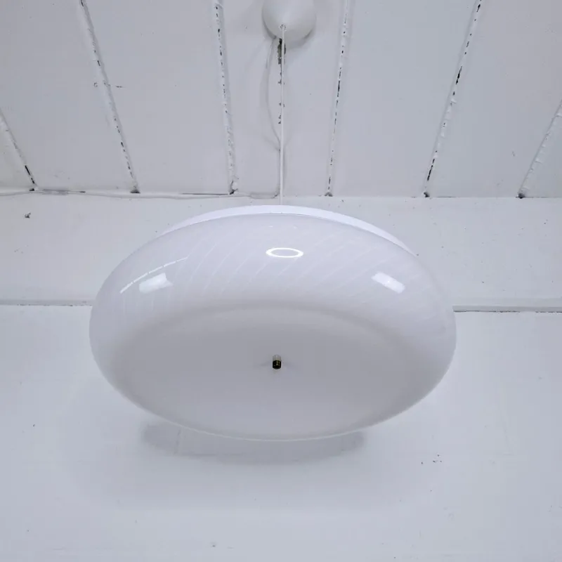 Pamono White Grooved Acrylic Glass Suspension, 1970s> Ceiling Lights