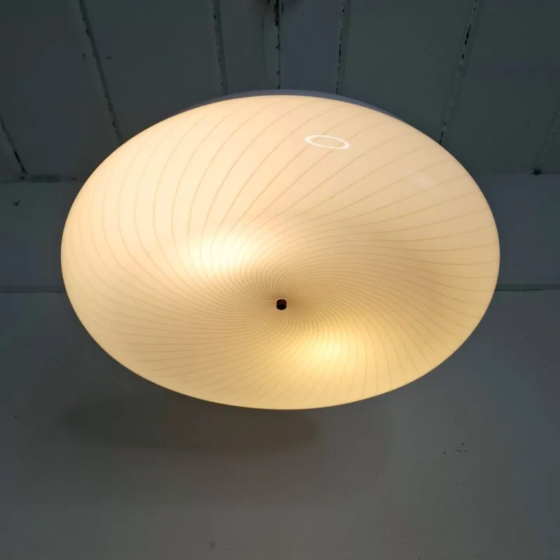 Pamono White Grooved Acrylic Glass Suspension, 1970s> Ceiling Lights