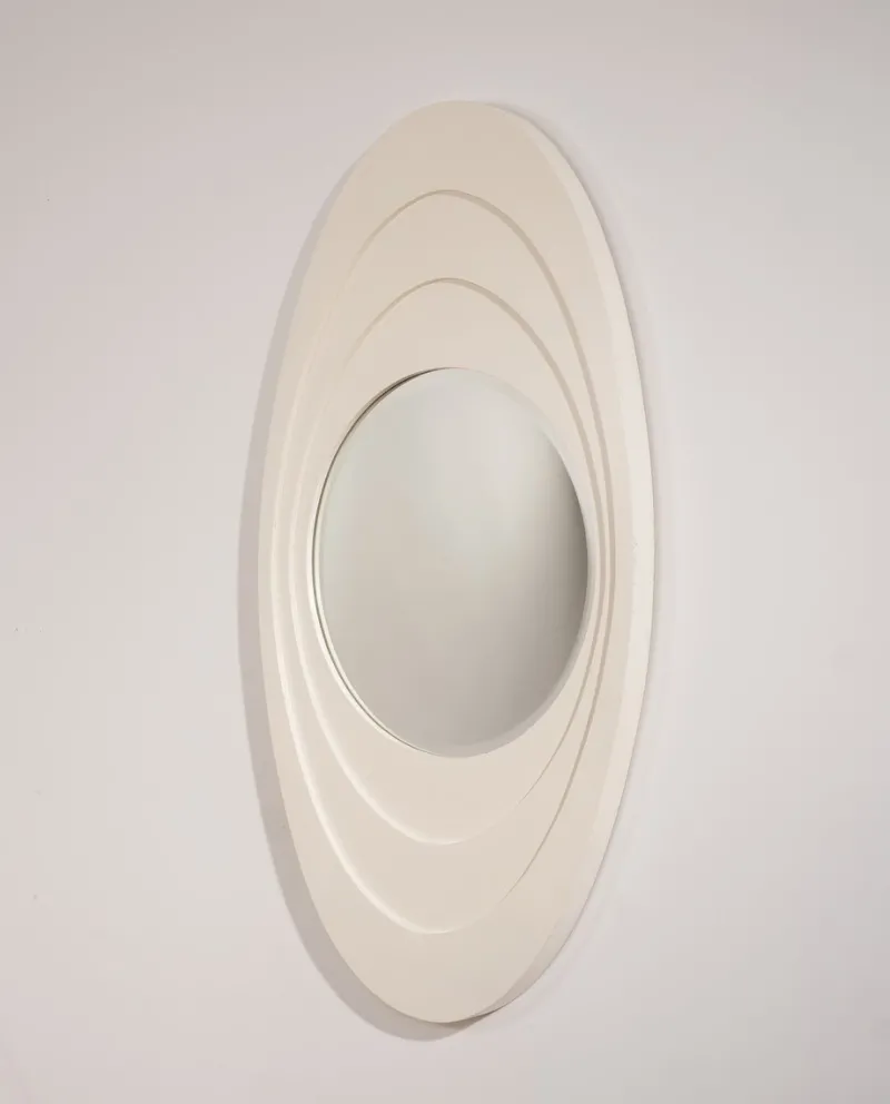 Pamono White Lacquered Wooden Mirror, 1960s> Mirrors