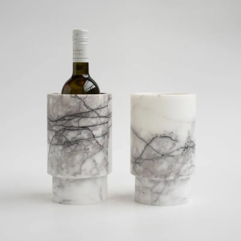 Pamono White Lilac Marble Vase or Wine Cooler from Kiwano Concept> Tabletop|Ice Buckets & Wine Coolers