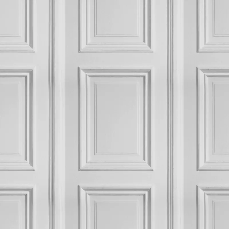 Online Pamono White Panelling Wallpaper