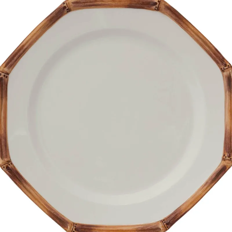 Pamono White Plates with Bamboo from Este Ceramiche, Set of 6