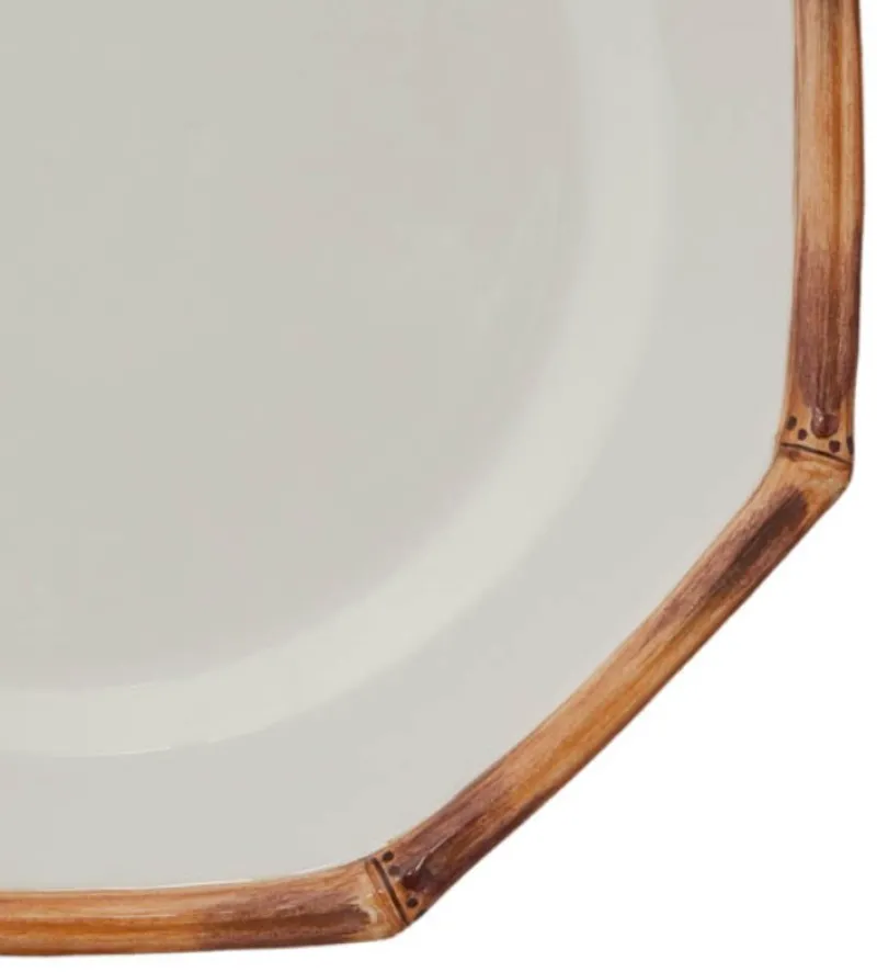 Pamono White Plates with Bamboo from Este Ceramiche, Set of 6