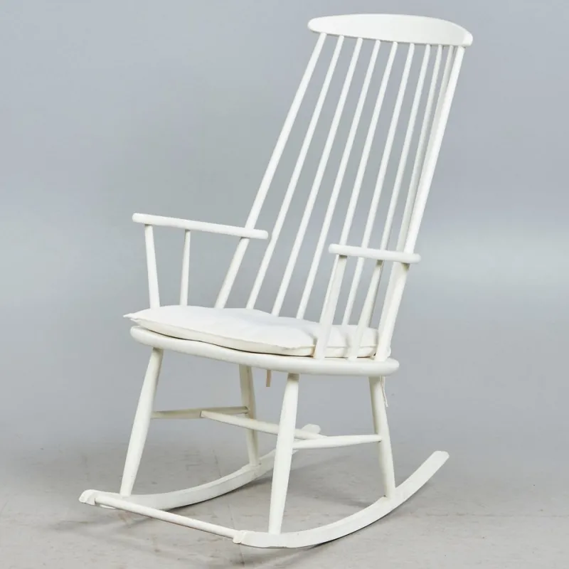 Pamono White Scandinavian Rocking Chair, 1960s> Rocking Chairs