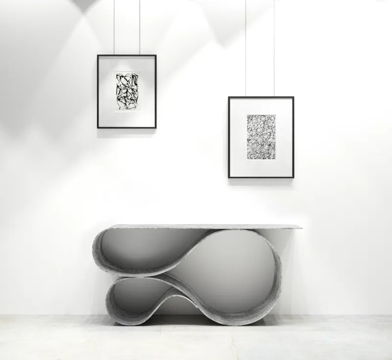 Clearance Pamono Whorl Console in Concrete Canvas by Neal Aronowitz The Exceptional