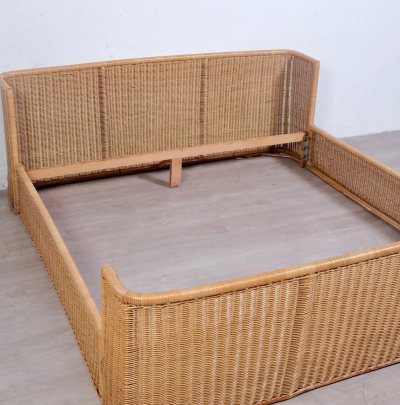Best Pamono Wicker Double Bed by A. Dal Lago for Germa, 1970s