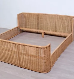 Best Pamono Wicker Double Bed by A. Dal Lago for Germa, 1970s