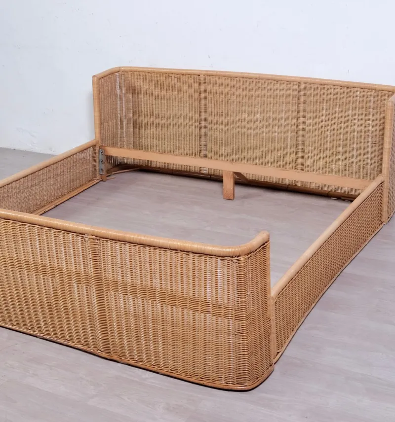 Best Pamono Wicker Double Bed by A. Dal Lago for Germa, 1970s