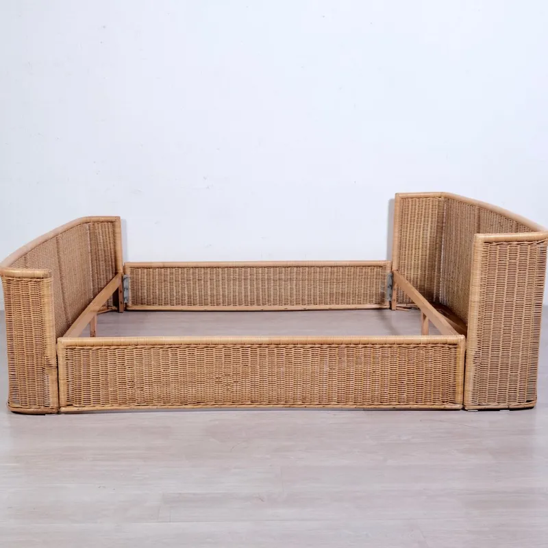 Best Pamono Wicker Double Bed by A. Dal Lago for Germa, 1970s