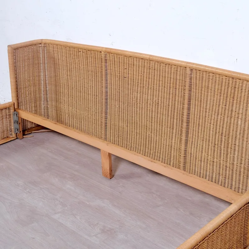 Best Pamono Wicker Double Bed by A. Dal Lago for Germa, 1970s