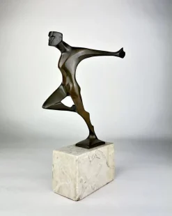 Pamono Wilhelm Andreas, Signed Art Deco Bronze, The Will, Germany, 1930s><noscript><img width=