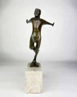 Pamono Wilhelm Andreas, Signed Art Deco Bronze, The Will, Germany, 1930s><noscript><img width=