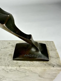 Pamono Wilhelm Andreas, Signed Art Deco Bronze, The Will, Germany, 1930s><noscript><img width=