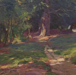 Pamono Wilhelm Feldmann, Forest Landscape Bathed in Sunlight, 1900, Oil Painting> Impressionist