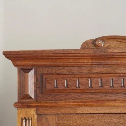 Outlet Pamono Wilhelminian 3-Door Wardrobe in Oak with Mirror, 1890s
