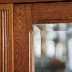 Outlet Pamono Wilhelminian 3-Door Wardrobe in Oak with Mirror, 1890s