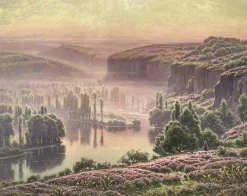 Pamono William Didier-Pouget, Morning Mists, Heathers In Bloom, Dordogne Valley, Oil on Canvas, Framed> Classical