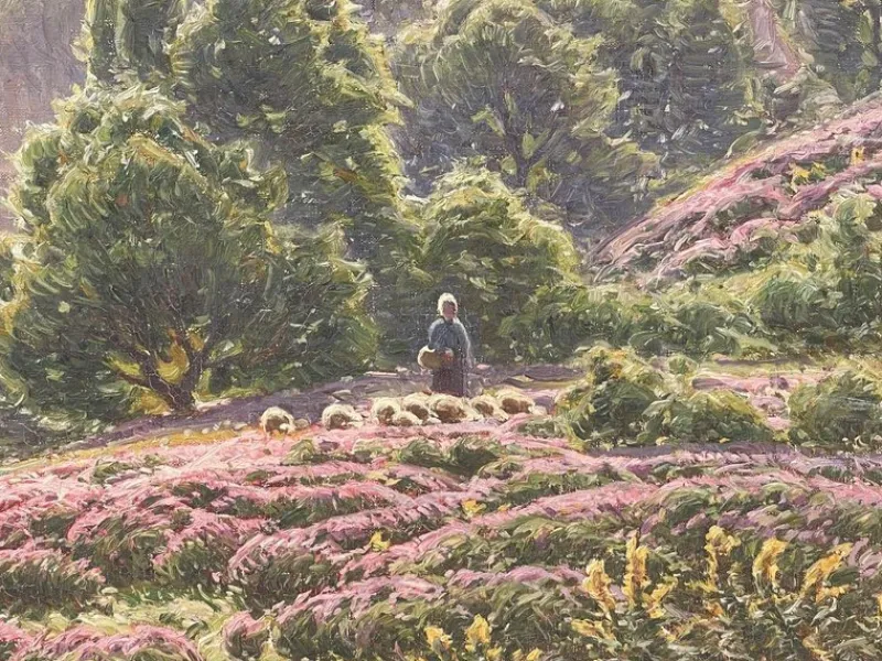 Pamono William Didier-Pouget, Morning Mists, Heathers In Bloom, Dordogne Valley, Oil on Canvas, Framed> Classical