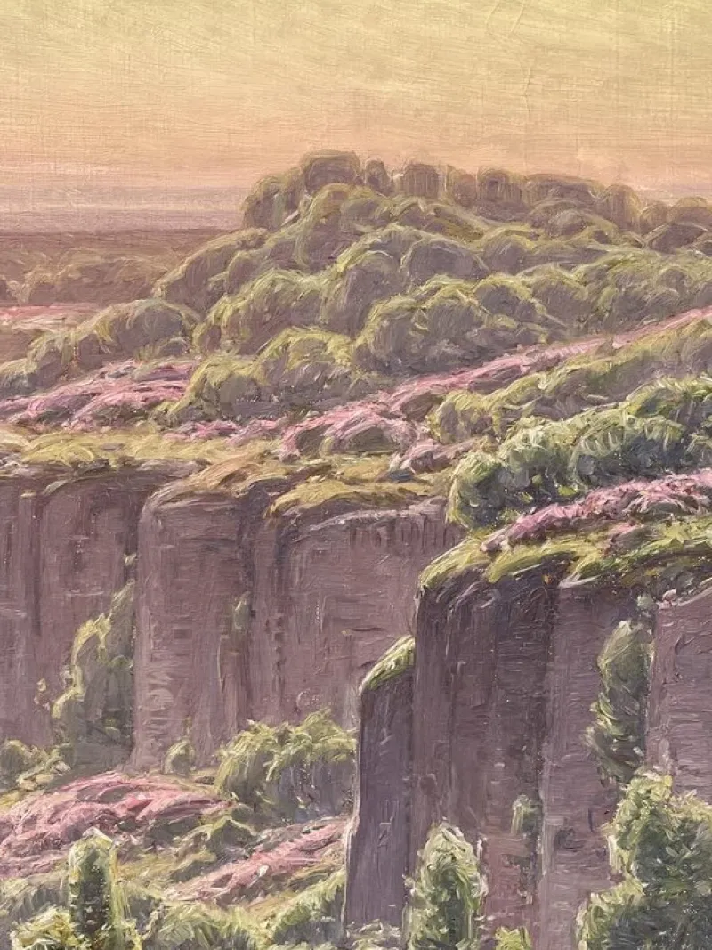 Pamono William Didier-Pouget, Morning Mists, Heathers In Bloom, Dordogne Valley, Oil on Canvas, Framed> Classical