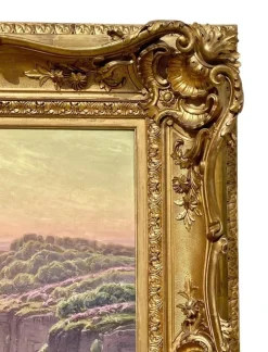 Pamono William Didier-Pouget, Morning Mists, Heathers In Bloom, Dordogne Valley, Oil on Canvas, Framed><noscript><img width=