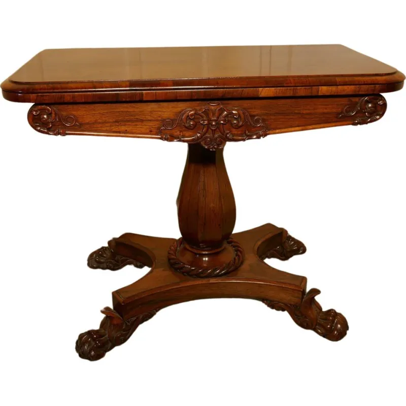 Pamono William IV Folding Games or Card Table, 1830s> Game Tables