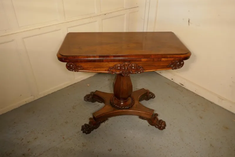Pamono William IV Folding Games or Card Table, 1830s> Game Tables