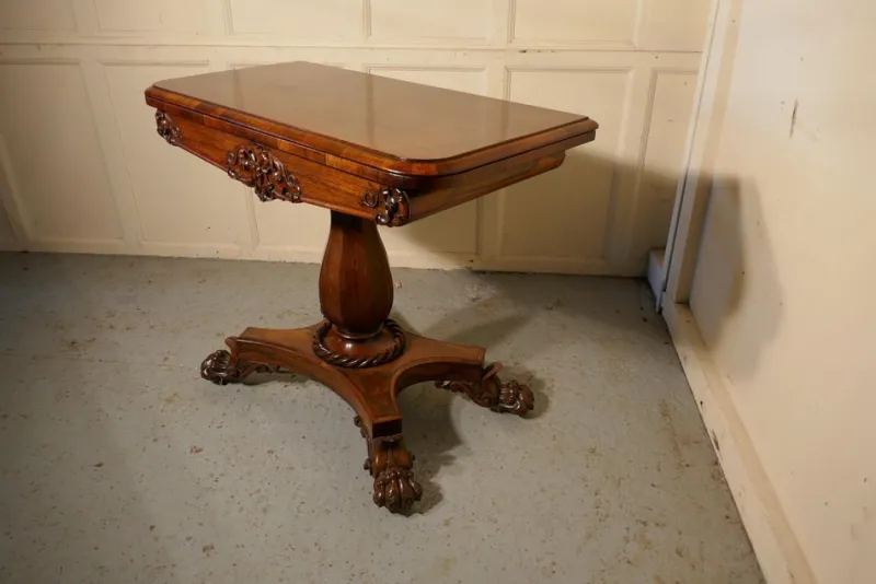 Pamono William IV Folding Games or Card Table, 1830s> Game Tables