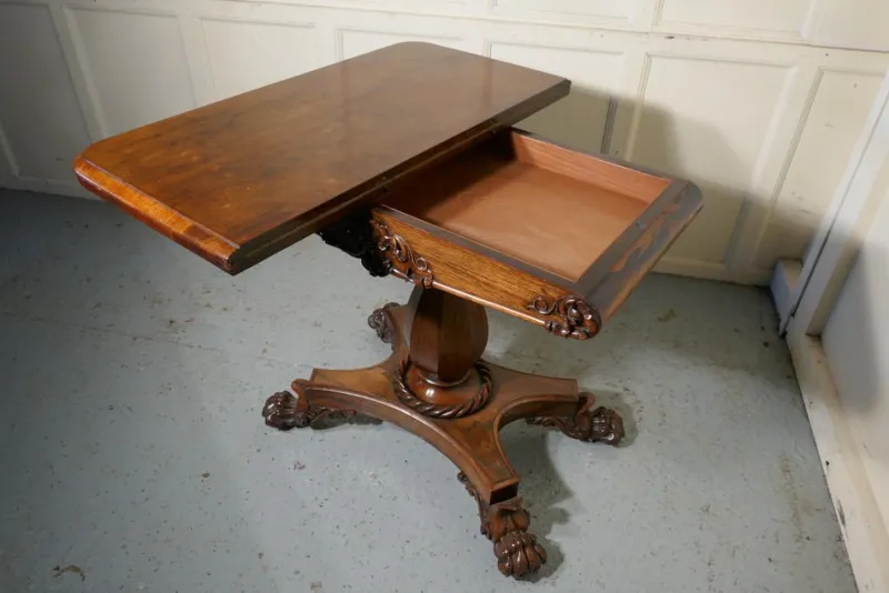 Pamono William IV Folding Games or Card Table, 1830s> Game Tables
