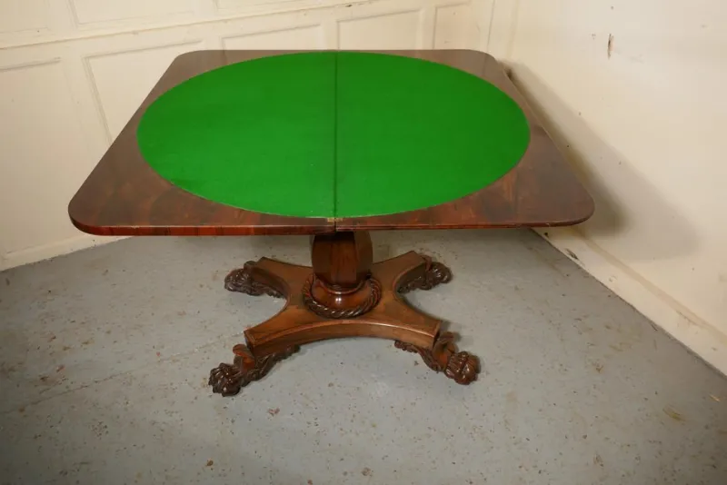 Pamono William IV Folding Games or Card Table, 1830s> Game Tables