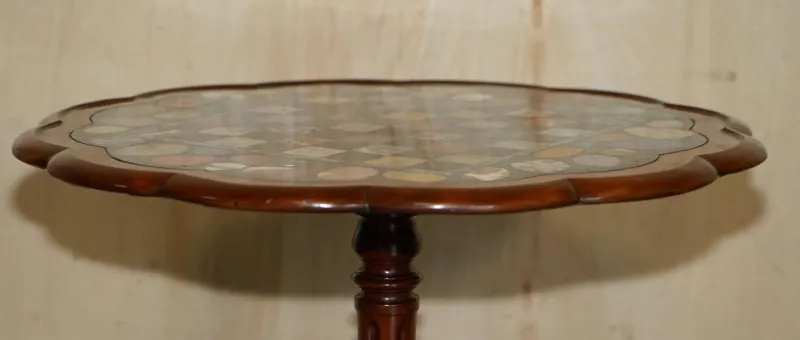 Pamono William IV Marble Chess Board Table with Pietra Dura Top, 1830s