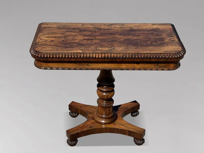 Best Pamono William IV Rosewood Fold-Over Card Table, 1830s