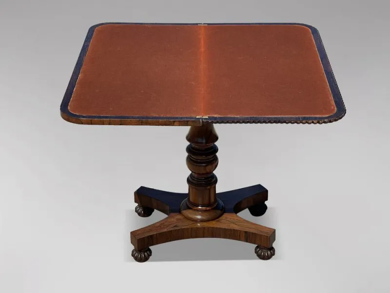 Best Pamono William IV Rosewood Fold-Over Card Table, 1830s