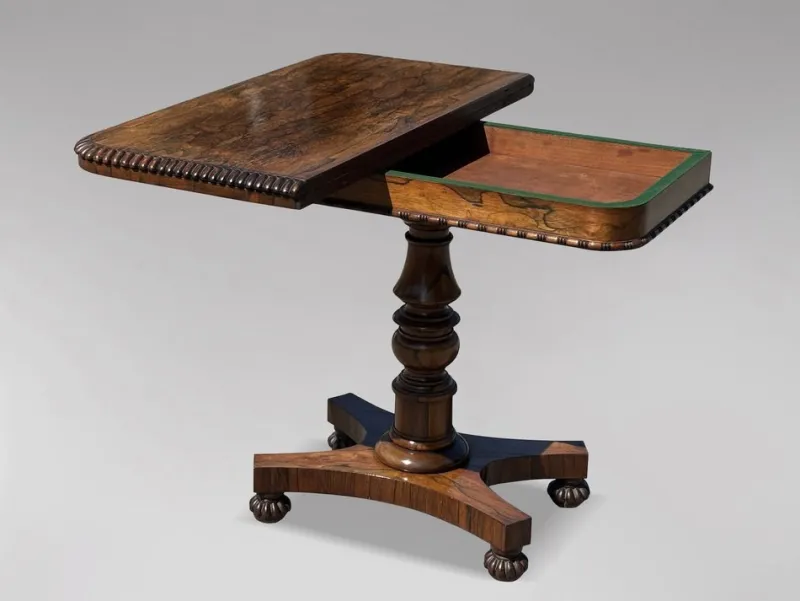 Best Pamono William IV Rosewood Fold-Over Card Table, 1830s