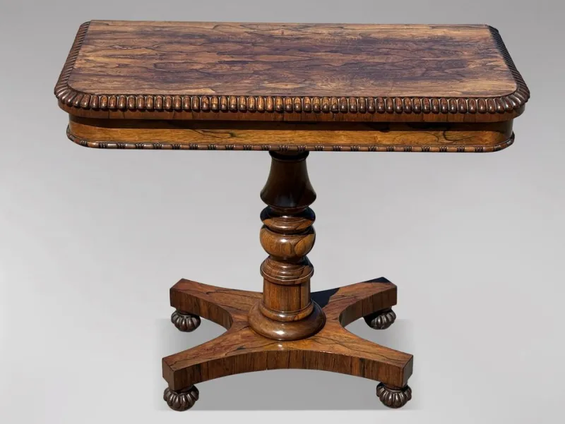 Best Pamono William IV Rosewood Fold-Over Card Table, 1830s