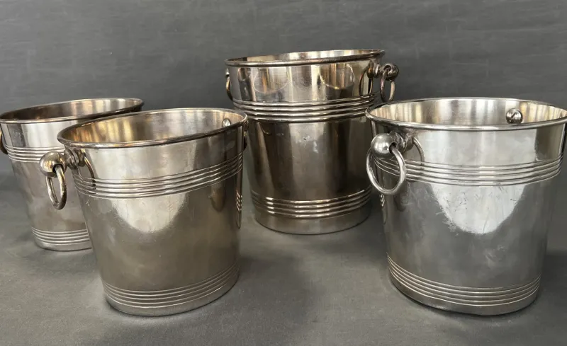 Pamono Wine Coolers in Metal from Christofle, 1960s, Set of 4> Ice Buckets & Wine Coolers