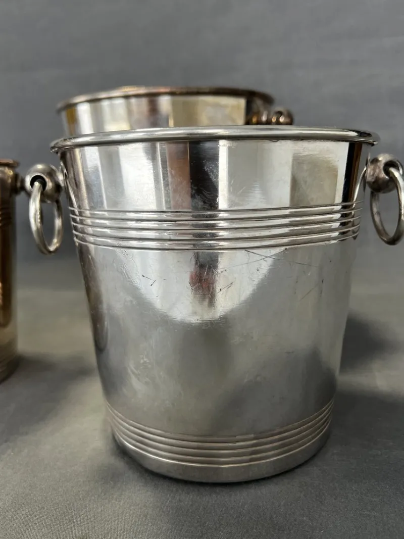 Pamono Wine Coolers in Metal from Christofle, 1960s, Set of 4> Ice Buckets & Wine Coolers