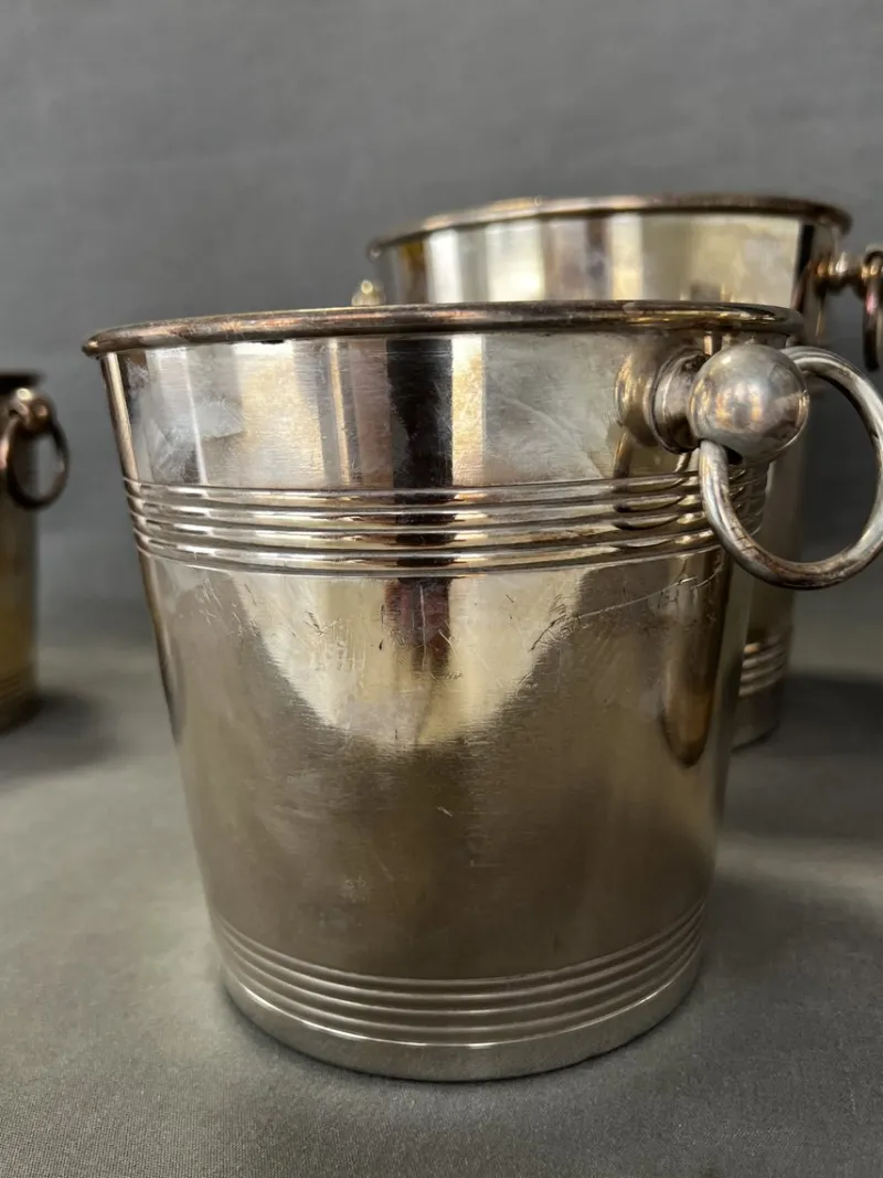 Pamono Wine Coolers in Metal from Christofle, 1960s, Set of 4> Ice Buckets & Wine Coolers