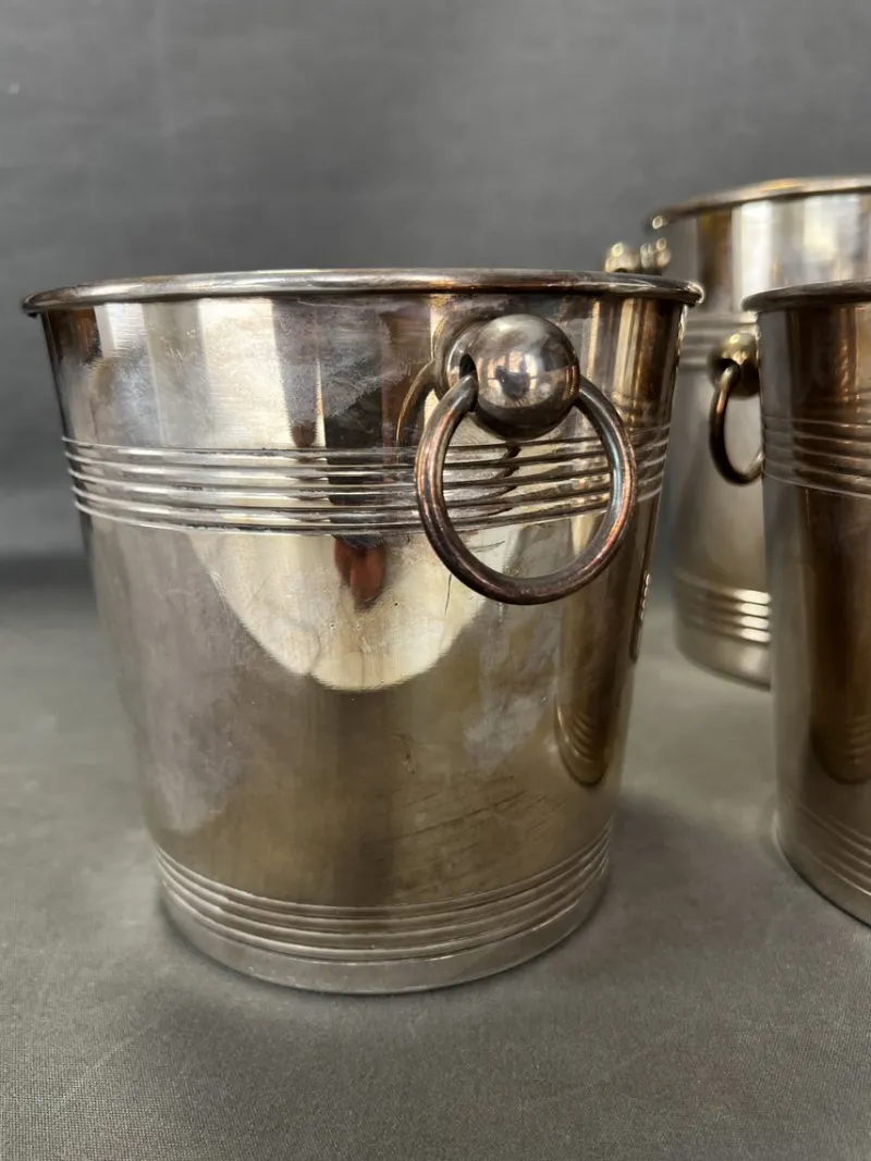 Pamono Wine Coolers in Metal from Christofle, 1960s, Set of 4> Ice Buckets & Wine Coolers