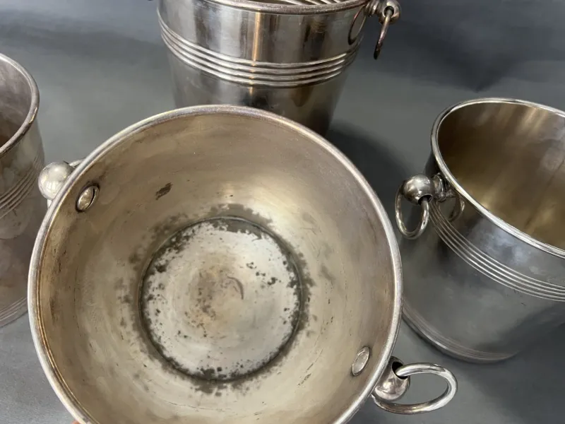 Pamono Wine Coolers in Metal from Christofle, 1960s, Set of 4> Ice Buckets & Wine Coolers