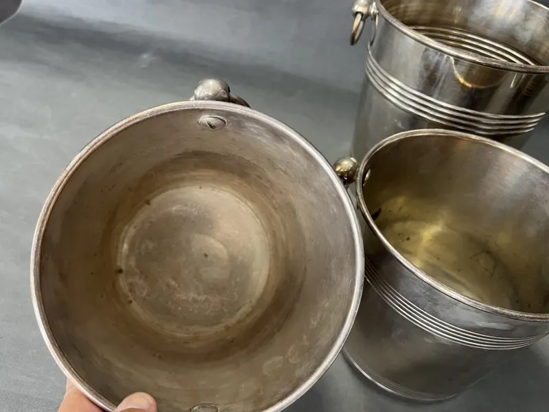 Pamono Wine Coolers in Metal from Christofle, 1960s, Set of 4> Ice Buckets & Wine Coolers